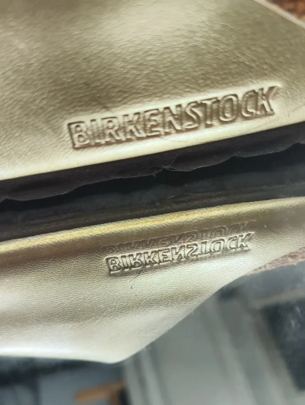 Birkenstock Mens 11 Double-Buckle Sandals in Metallic Gold